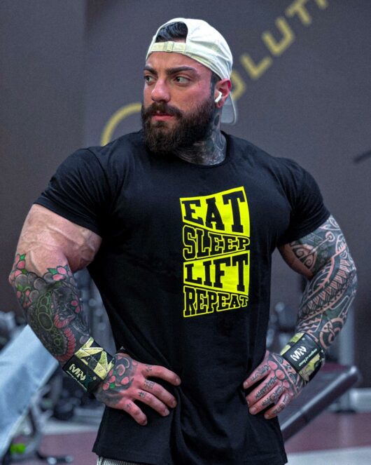 T-shirt EAT, SLEEP, LIFT, REPEAT, black