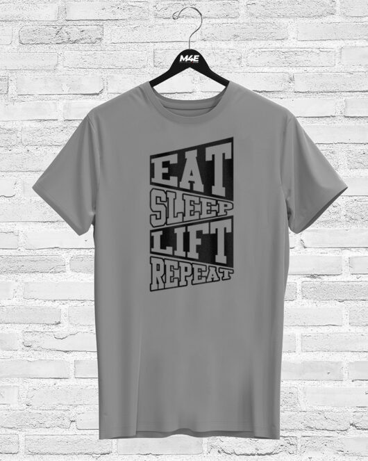 T-shirt EAT, SLEEP, LIFT, REPEAT, grey