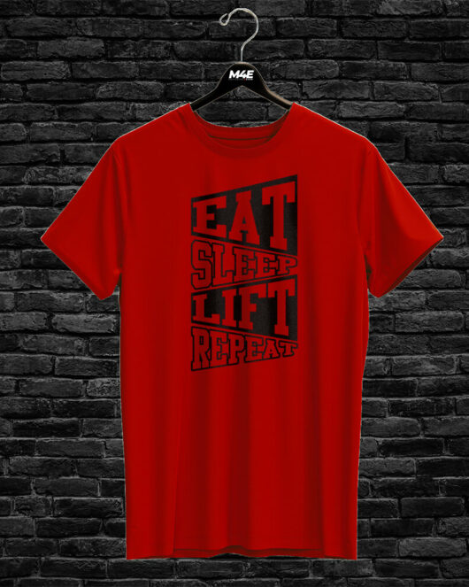 T-shirt EAT, SLEEP, LIFT, REPEAT, red