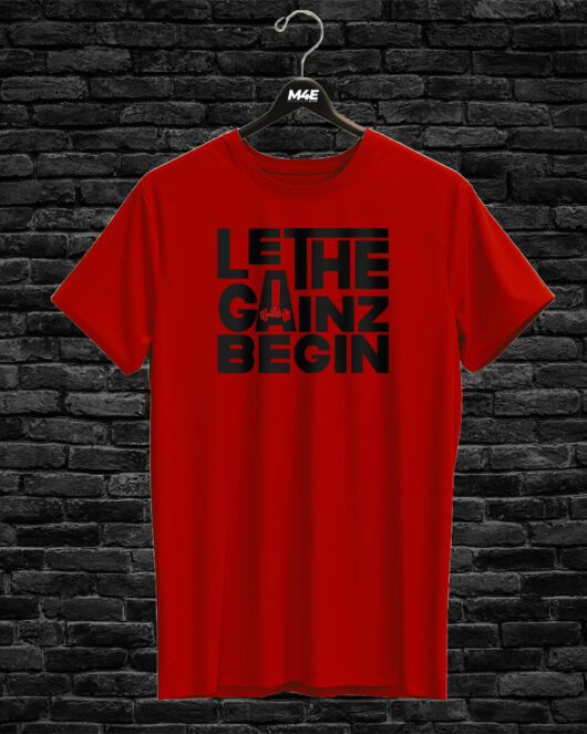 T-shirt LET THE GAINZ BEGIN, red