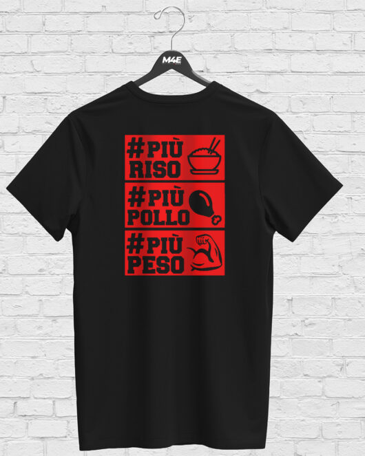 T-shirt PIÙ RISO, PIÙ POLLO, PIÙ PESSO, black