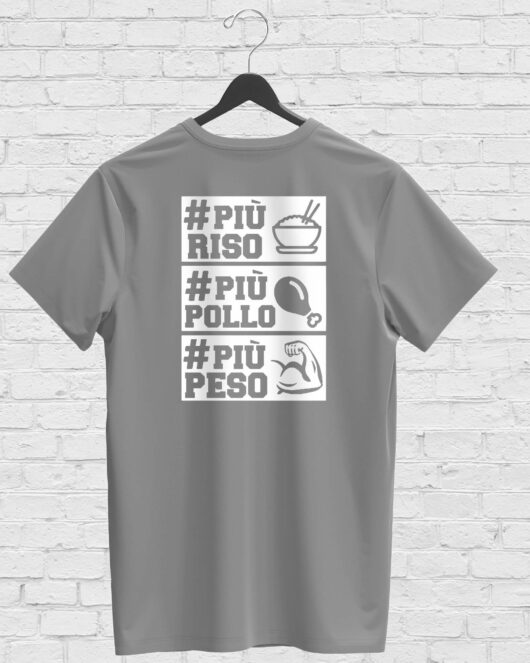 T-shirt PIÙ RISO, PIÙ POLLO, PIÙ PESSO, grey
