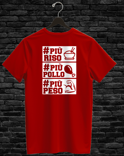 T-shirt PIÙ RISO, PIÙ POLLO, PIÙ PESSO, red