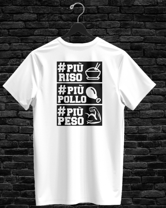 T-shirt PIÙ RISO, PIÙ POLLO, PIÙ PESSO, white