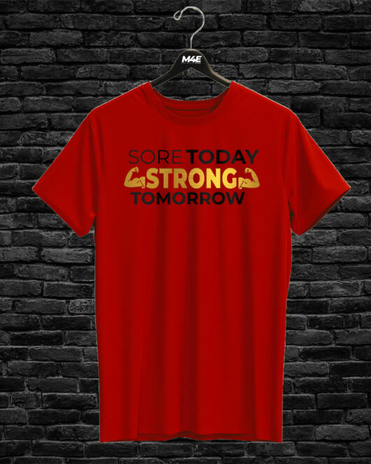 T-shirt SORE TODAY STRONG TOMORROW, red