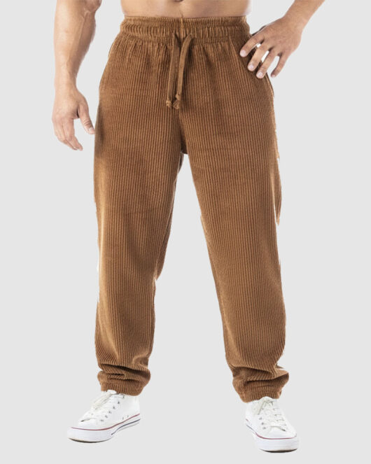 Lose-fit ribbed pants with elastic